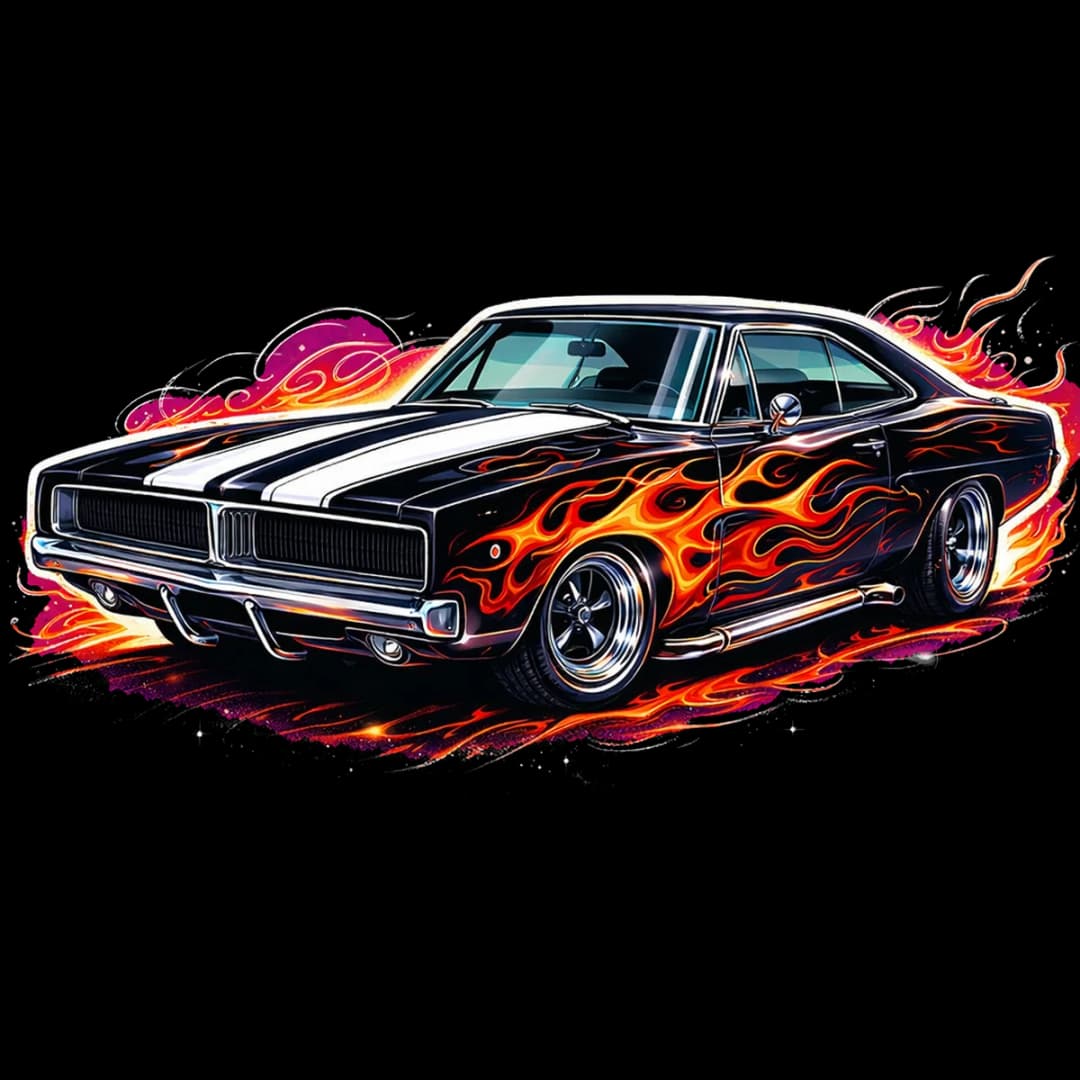 muscle cars apparel design.